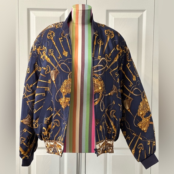 Vintage Baroque print silk bomber jacket - Picture 5 of 7